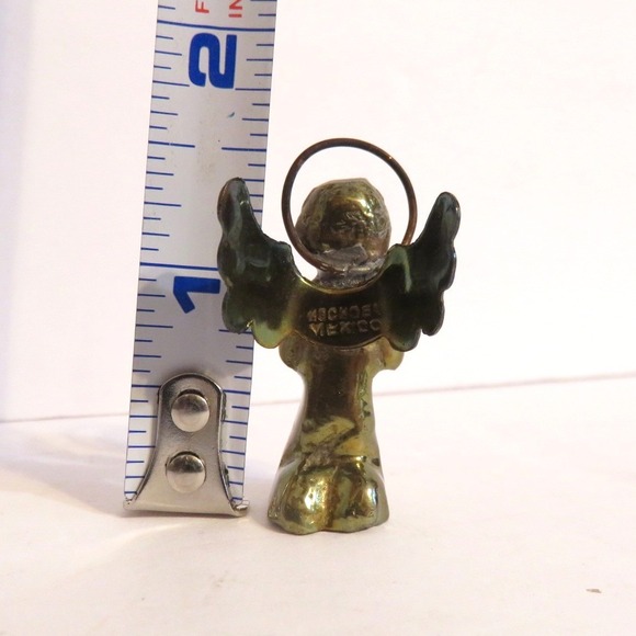 Vintage Brass Angel Figurine Praying Cherub Halo Wings Made Mexico Small - Picture 5 of 5